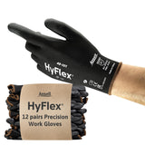 Sensilite Gloves by Ansell – Size 10 (Pack of 12), Coated Knit, Black, Pack of 12, Model 48-101-10