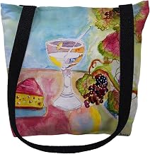 Betsy Drake TY104S 13 x 13 in. Wine & Cheese Small Tote Bag