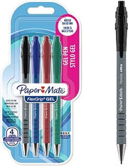 Paper Mate FlexGrip Gel Pens | Medium Point (0.7 mm) | Handwriting Pens & Stationery Supplies | Black, Blue, Red & Green Ink Pen Set | 4 Count