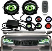 Dynamic Devil Eyes LED Headlight Kit – 33 Modes Eyeball Headlights | with Remote, Synchronized Blinking Demon Eye for Car SUV Truck, Perfect Halloween Car Accessories