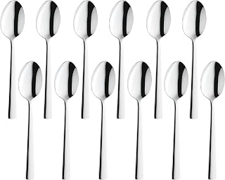Amefa Bliss Dessert Spoons, 18/0 Stainless Steel, Mirrored Finish, 7.4 Inch, Set of 12