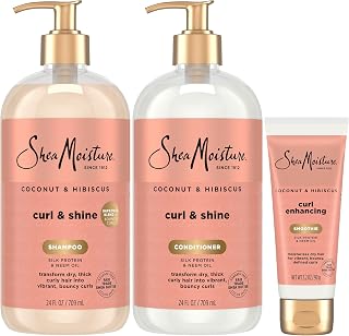 Shea Moisture SheaMoisture Shampoo, Conditioner, Curl & Shine + Curl Enhancing Smoothie | Coconut & Hibiscus, Anti-Frizz Hair Products for Curly Hair | Silk Protein, Neem Oil & Shea Butter for Healthy, Bouncy Curls