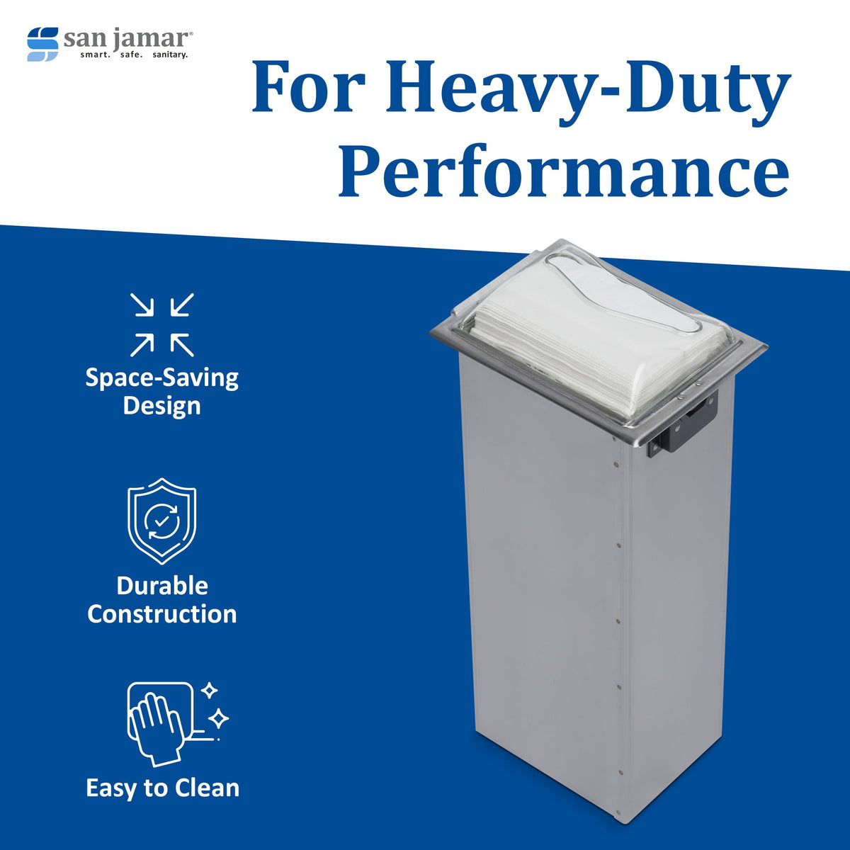 H2005 Stainless Steel in-Counter Fullfold Control Napkin Dispenser by San Jamar – Stainless Steel, Stainless, Model H2005CLSS