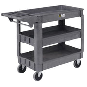 Small Deluxe 3 Shelf Plastic Utility & Service Cart by Global Industrial – Plastic, Gray, Model 242083