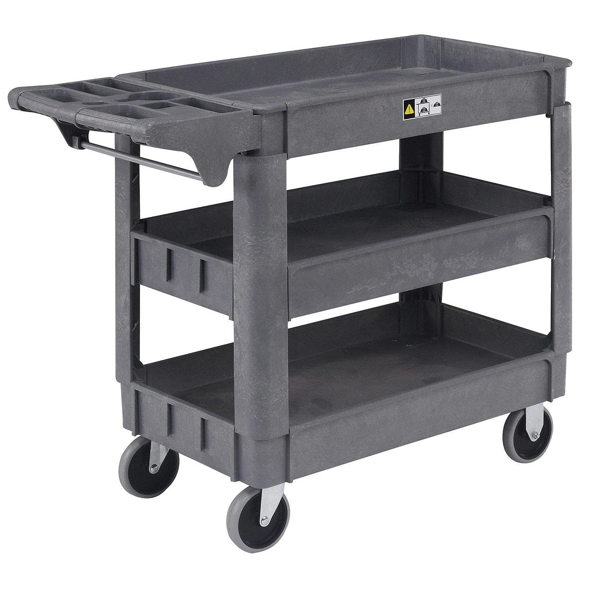 Small Deluxe 3 Shelf Plastic Utility & Service Cart by Global Industrial – Plastic, Gray, Model 242083