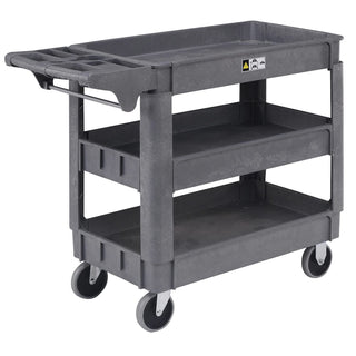 Small Deluxe 3 Shelf Plastic Utility & Service Cart by Global Industrial – Plastic, Gray, Model 242083