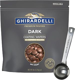 Ghirardelli Dark Premium Coating Wafers, 5 lb with Stamped Barista Spoon