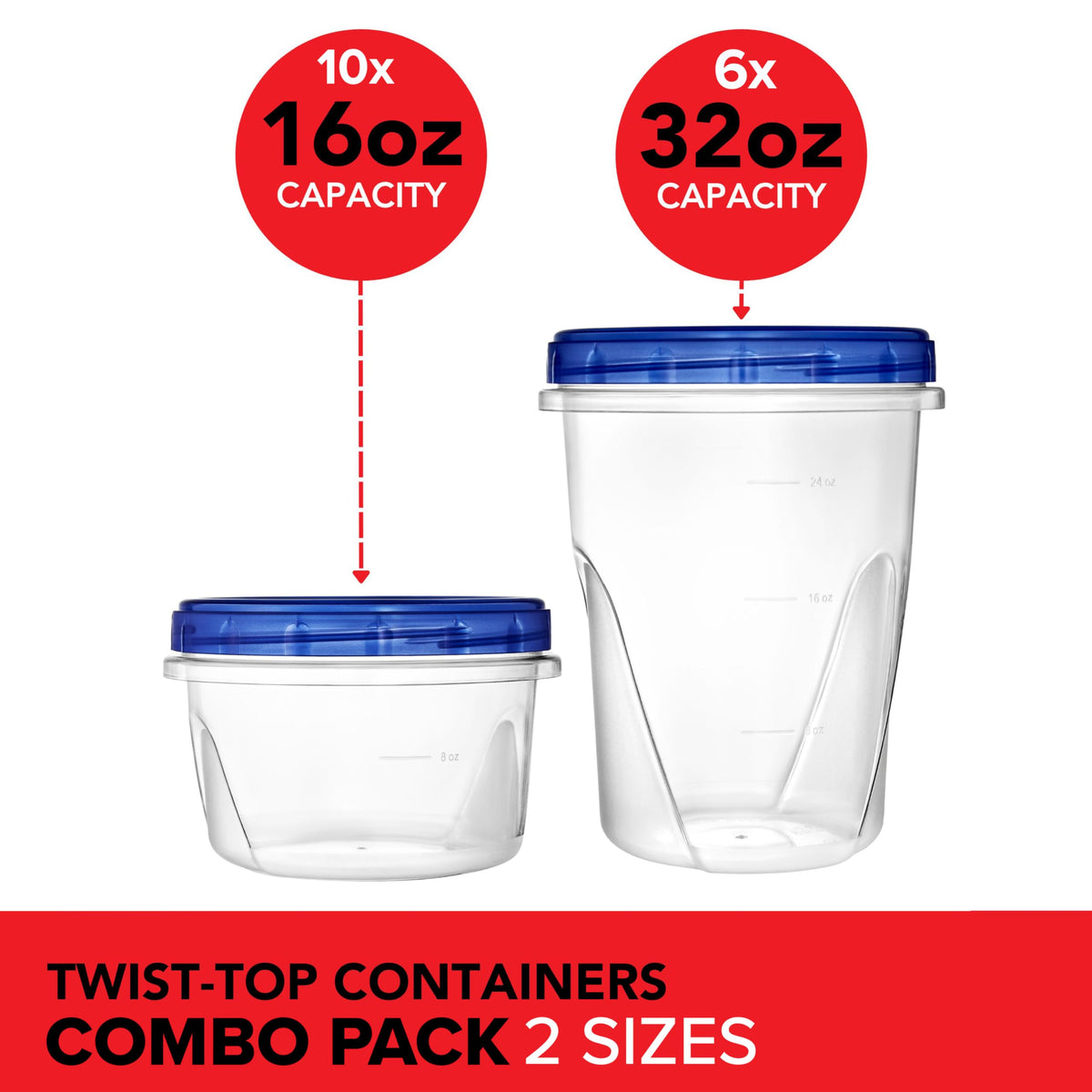 Stock Your Home 16 Count / Blue / 32.0 ounces Container Sets