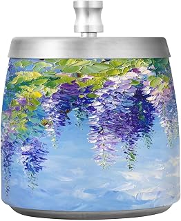 Watercolor Wisteria Flowers Splash Ashtray with Lid, Outdoor Ashtrays for Patio