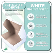 SCT 0977 White Non-Window Lock Corner Bakery Box – Recycable, Professional Clean Cake Boxes, Cookie and Pastry Boxes, Bulk Pack, 10" L x 10" W x 5-1/2" H (Case of 100)