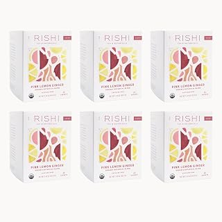 Rishi Tea Pink Lemon Ginger Organic Herbal Tea Bags, Caffeine Free, 90ct