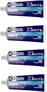 Crest 3D White Vivid Fluoride Anticavity Toothpaste Radiant Mint 0.85 oz Travel Size (Pack of 4)