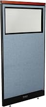 Global Industrial 36-1/4"W x 65-1/2"H Deluxe Electric Office Partition Panel with Partial Window, Blue