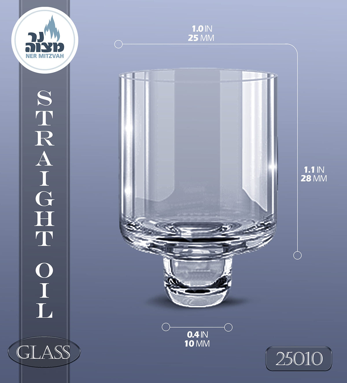 Ner Mitzvah Glass Oil Cups for Menorah, Size 10, Clear, 9 Pack