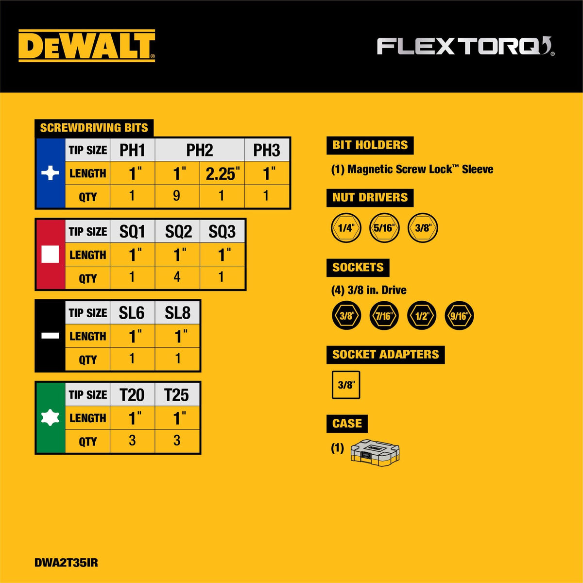 DEWALT FlexTorq Screw Driving Set / Set / One Size Power Tool Parts & Accessories