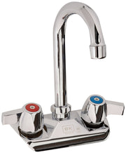 4" Center Wall Mount Faucet w/Gooseneck Spout by BK Resource – Stainless Steel, Chrome, Model FBA_BKF-W-3G-G
