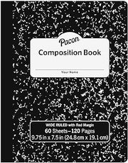 Pacon PACMMK37118 Hard Cover Composition Book, Wide Ruled, 9.75" x 7.5", Black Marble, 60 Sheets