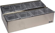 San Jamar Ez-Chill Food Prep Center Self-Service with Hinged Lid for Bars, Restaurants, And Kitchens, Stainless Steel, Eight 1/6 Size Pans, Silver