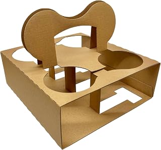 [100 Count] HAKOWARE by Harvest Pack 12-24oz 4 Cup Paper Cup Carrier, Kraft Paperboard Cup Holder with Handle for Hot or Cold Drinks, to Go Coffee Cup Holder