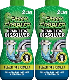 Green Gobbler Drain Clog Dissolver, Drain Opener-Cleaner,Toilet Clog Remover, 31 oz (Pack of 2)
