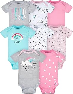 Gerber Baby Girls' 8-pack Short Sleeve Onesies Bodysuits