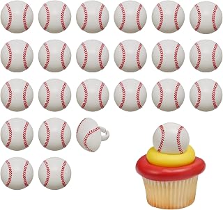 DecoPac Baseball Rings, Cupcake Decorations, Baseball Cupcake Toppers, Food Safe – 24 Pack
