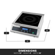 Waring Silver / WIH400 - Single Burner / 11" x 11" Schott ceramic glass surface Countertop Burners