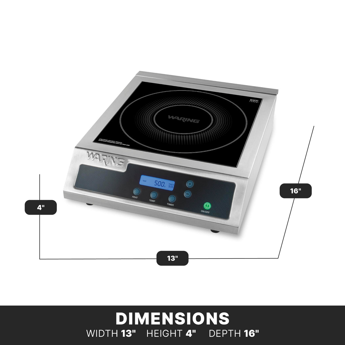 Waring Silver / WIH400 - Single Burner / 11" x 11" Schott ceramic glass surface Countertop Burners