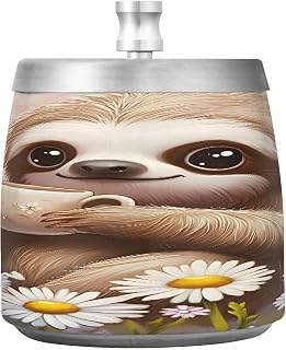 Sloth Tea Daisy Splash Ashtray with Lid, Outdoor Ashtrays for Patio