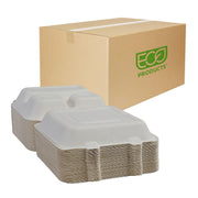 ECO PRODUCTS Green Products / 9" - 3 Compartment / white Clamshell Take Out Containers