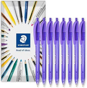 STAEDTLER 4230 Retractable Ballpoint Pen, Pack of 8 in Envelope, Purple | Triangular Barrell, 1.0mm Line Width, Everyday Writing Pens, Home, Office, Work, Study