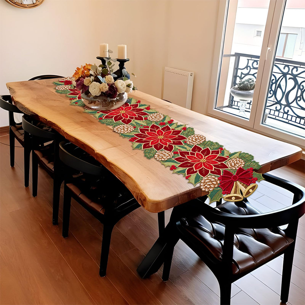 Ritgssi Christmas Tree Table Runner, 14 x 72 Inches, Red Green