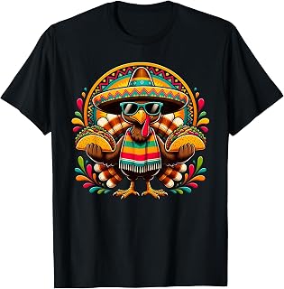 Cool Turkey Sombrero Poncho Tacos Fiesta T-Shirt