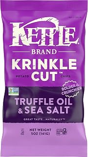 Kettle Brand Potato Chips, Krinkle Cut, Truffle Oil and Sea Salt Kettle Chips, 5 Oz