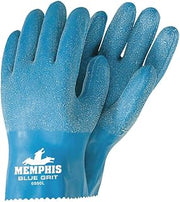 MCR Safety 6850S 10-Inch Blue Grit Latex Rubber Coated Men's Gloves, Small