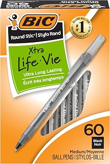 BIC Round Stic Xtra Life Ballpoint Pen, Ultra Long Lasting and Consistent Ink Flow, 60-Count in Black Ink (Pack of 9)