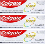 Colgate Total Toothpaste, Clean Mint, Travel Size 0.88 oz (24.9g) - Pack of 3