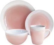 American Atelier Oasis Round Dinnerware Set-Pink/White, 10.5x10.5", 16Piece