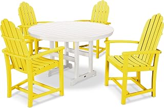 Polywood Classic Adirondack Dining Set, Lemon/White