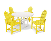 ® Classic Adirondack Dining Set by Polywood – High Density Polyethylene, Lemon / White, Pack of 5, Model PWS114-1-10371