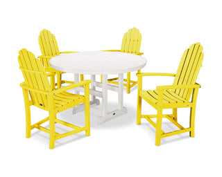 ® Classic Adirondack Dining Set by Polywood – High Density Polyethylene, Lemon / White, Pack of 5, Model PWS114-1-10371