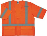 Ergodyne unisex adult Ansi High Visibility Lime Reflective Safety With Sleeves Type R Class 3 Standard Vest, Orange, Large-X-Large US