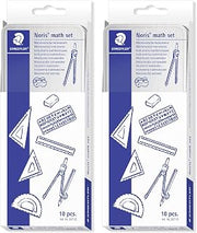 STAEDTLER Geometry Set in Metal Case - 20 Piece Drawing Set with Compass and Accessories - School Set with Ruler, Triangles and Stencil - Complete Math Set for Precise Work