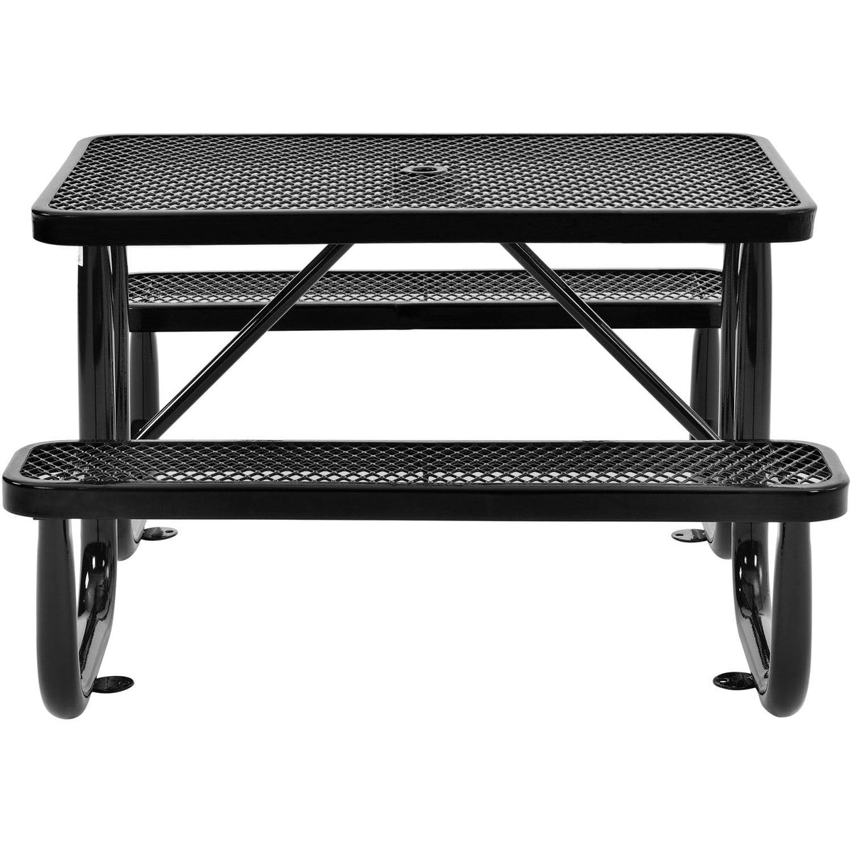 4 L Rectangular Picnic Table by Global Industrial – 48"W x 62"L x 29.5"H, Steel, Black, Model 695485BK