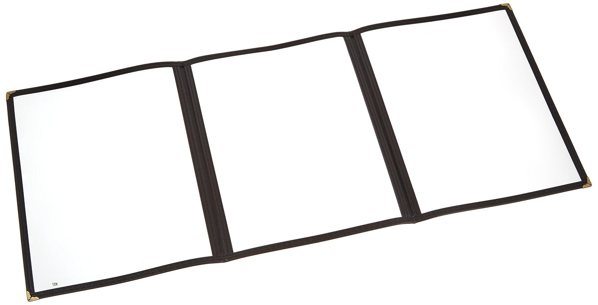 Winco 12" x 9.5" / Triple / Black Menu Covers