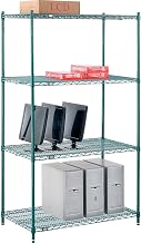 Nexel Poly-Green, 4 Tier, Wire Shelving Starter Unit, 42"W x 21"D x 74"H