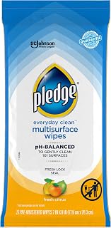 Pledge Multi Surface Everyday Wipes Fresh Citrus, 25 Count (Packaging May Vary)