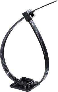 3M Cable Tie Mounting Base, Black .75 x .75, 4-way Adhesive Mount, 100/Bag