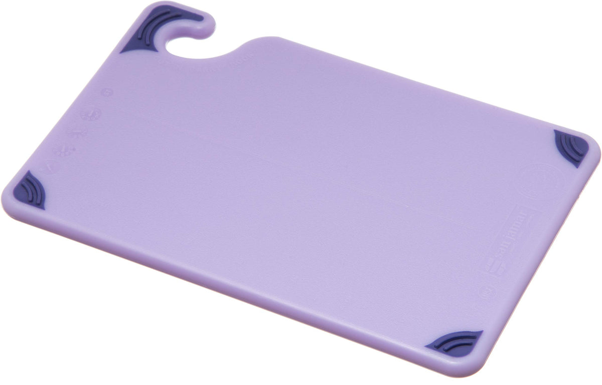 Allergen Saf-T-Grip Cutting Board With Molded-In Ruler by San Jamar – 6"L x 9"W, Proprietary Blend, Purple, Model CBG6938PR