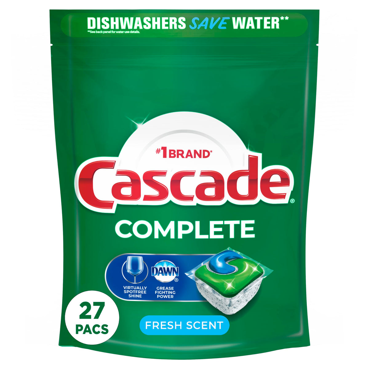 Cascade 27 Count (Pack of 2) / 1 / 2 Dishwasher Detergent